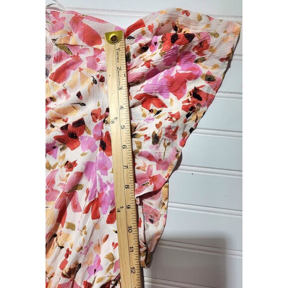 Frye & Co Pink & Red Floral Summer Dress Capped Sleeves Women's Size 2X Midi - Picture 12 of 14